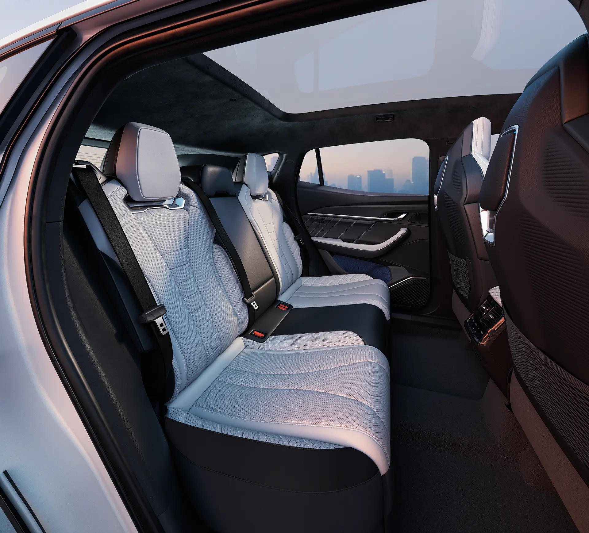 Renault Filante asientos traseros con espacio para las piernas y puertos USB-C